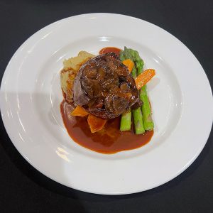 Beef: 8oz Grilled Filet Mignon and forest mushrooms with Cabernet Demi